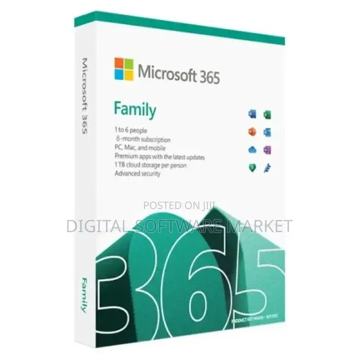 Office 365 Family 5 Pc/Mac 6tb Cloud Storage 12month Bindkey