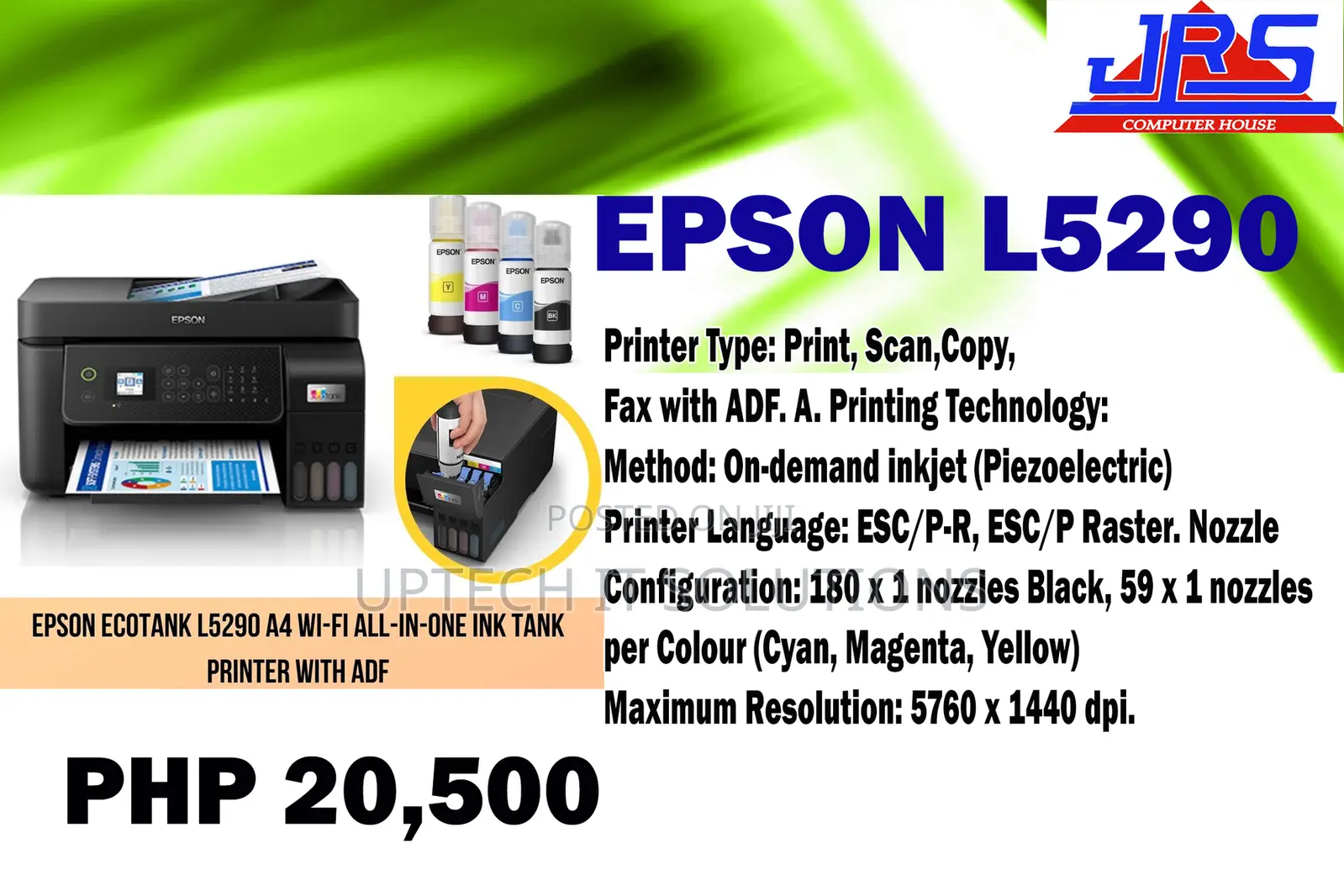 Epson Ecotank L5290 A4 Wi-Fi All-in-One Ink Printer With Adf