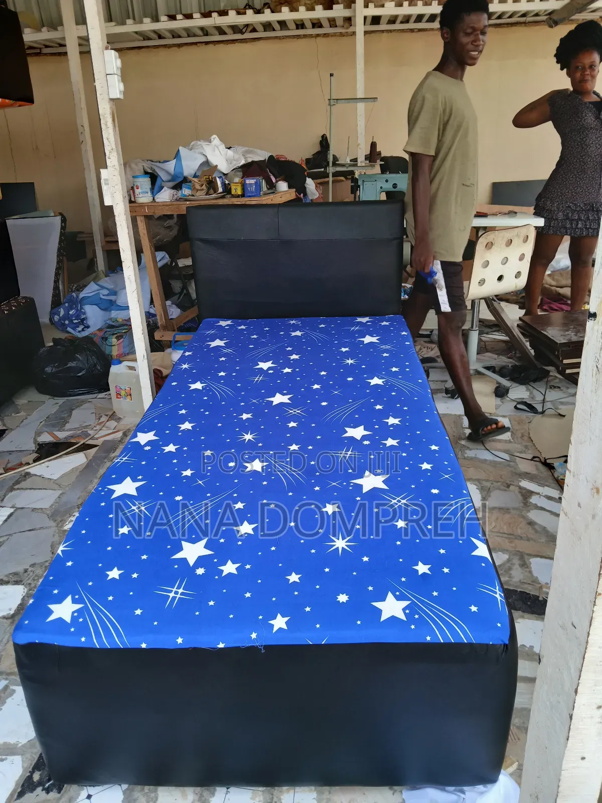 Blue on Black One and a Half Bed