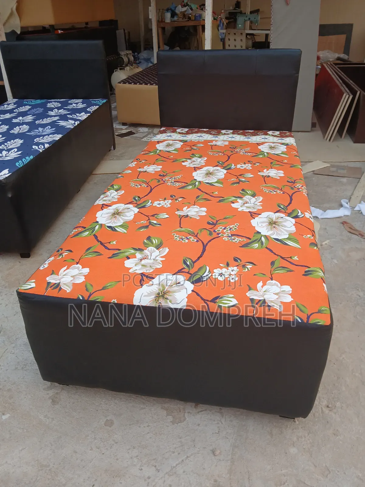 Orange on Black Inbuilt One and a Half Bed.