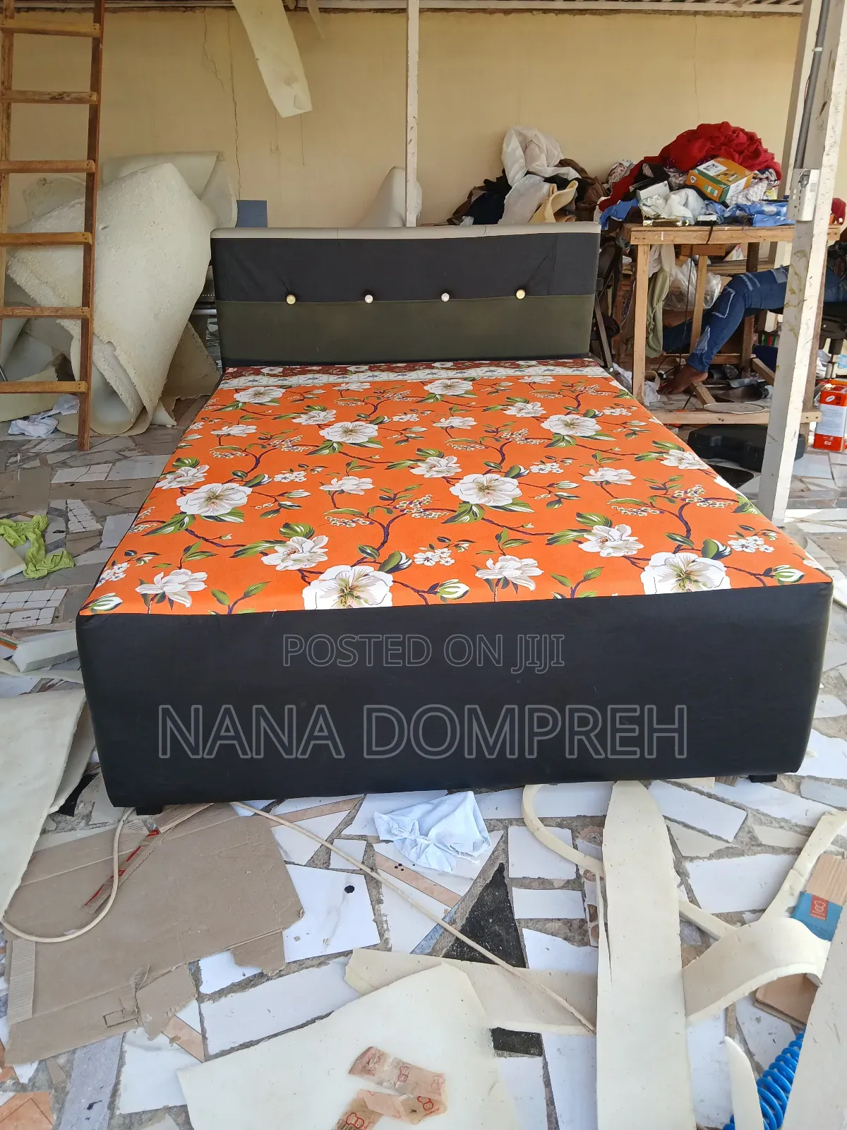Orange on Black Bed