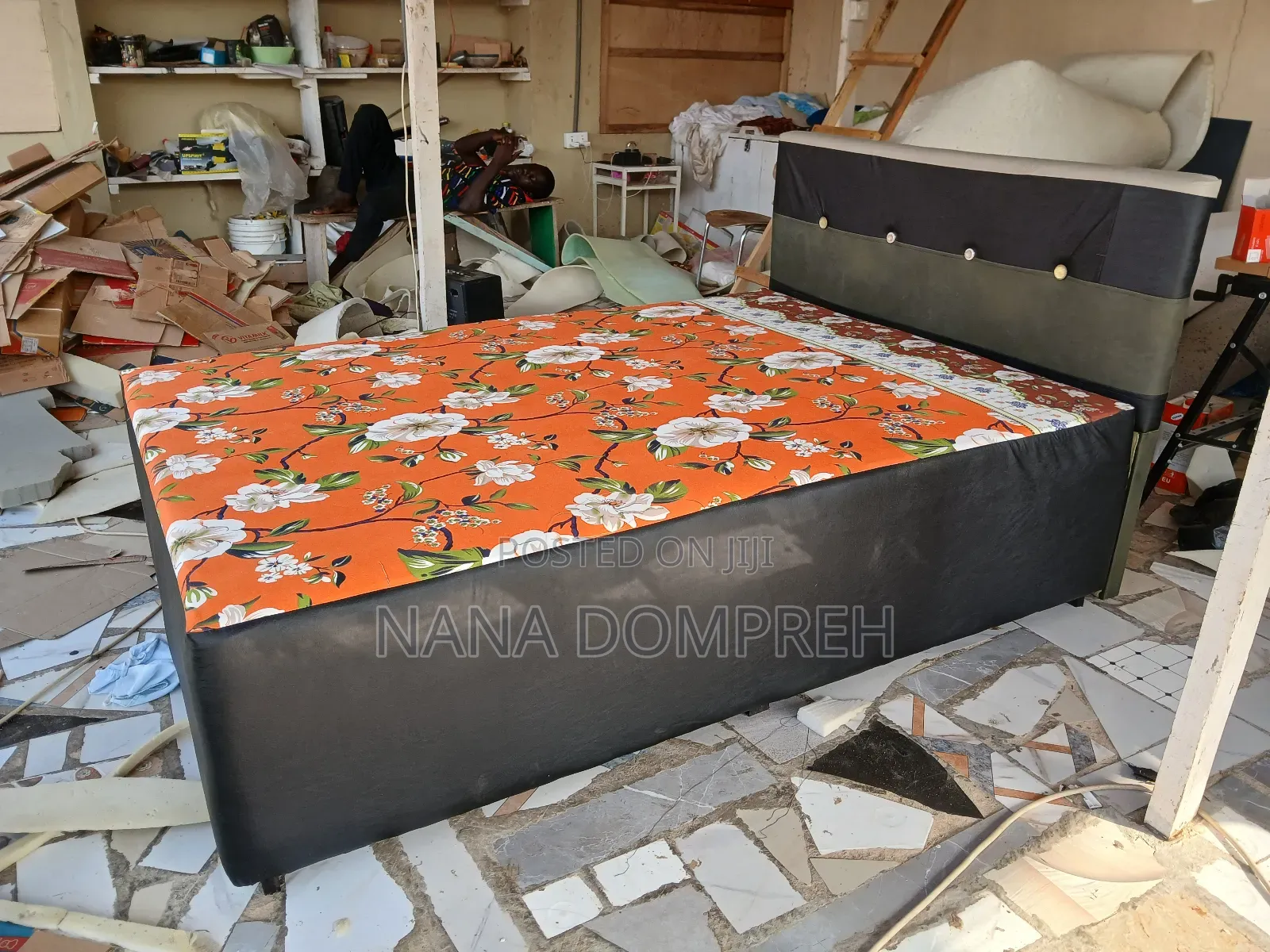 Orange on Black Bed