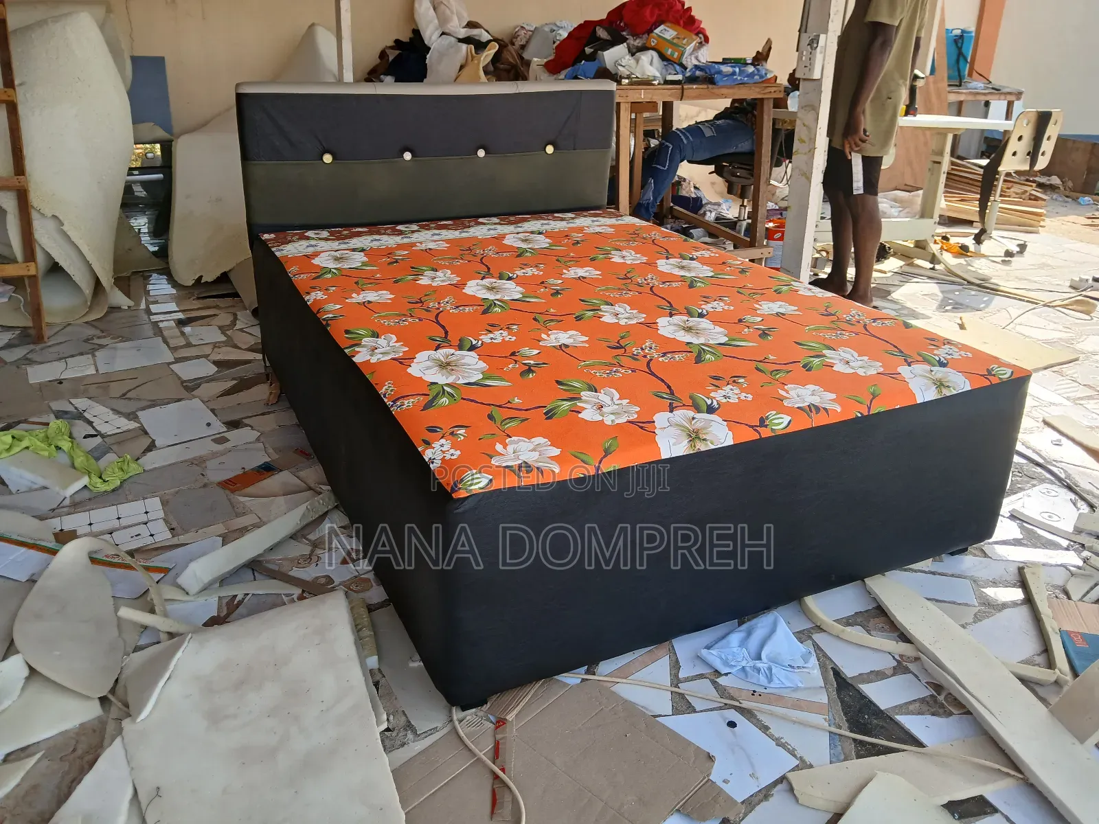 Orange on Black Bed