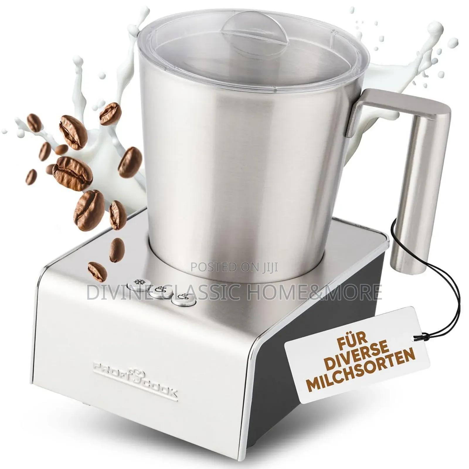 Proficook Stainless-Steel Milk Frother for Hot Cold Milk