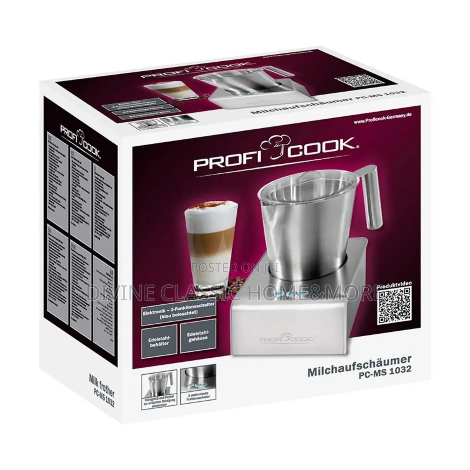 Proficook Stainless-Steel Milk Frother for Hot Cold Milk