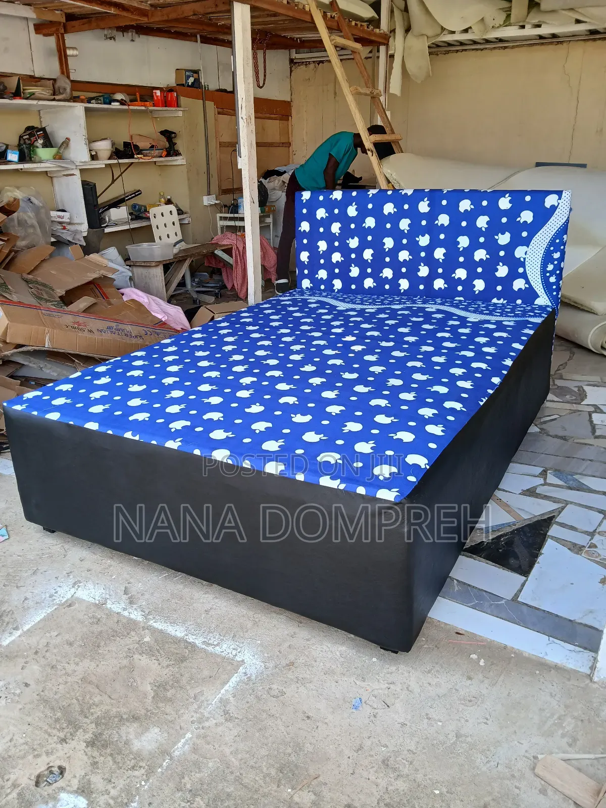 Deep Blue on Black Bed