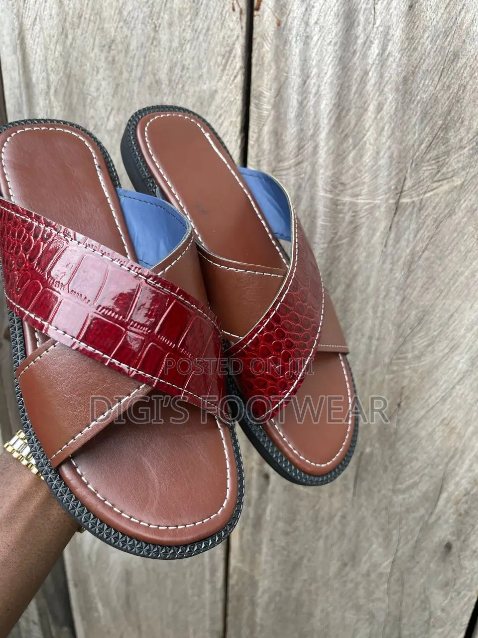 Brown Ahwenepa Nkasa Leather Slippers