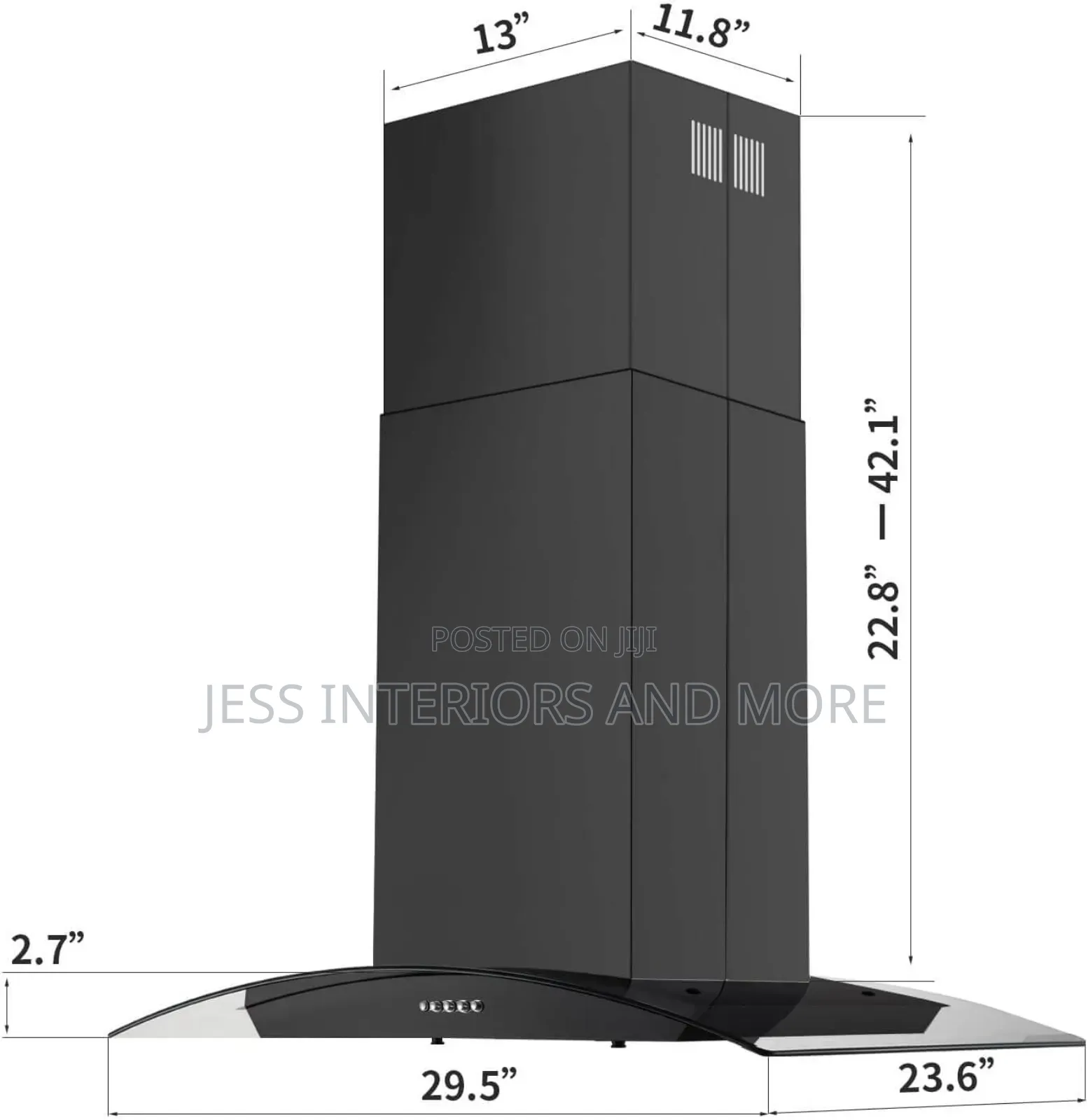 Island Range Hood Black 30 Inch