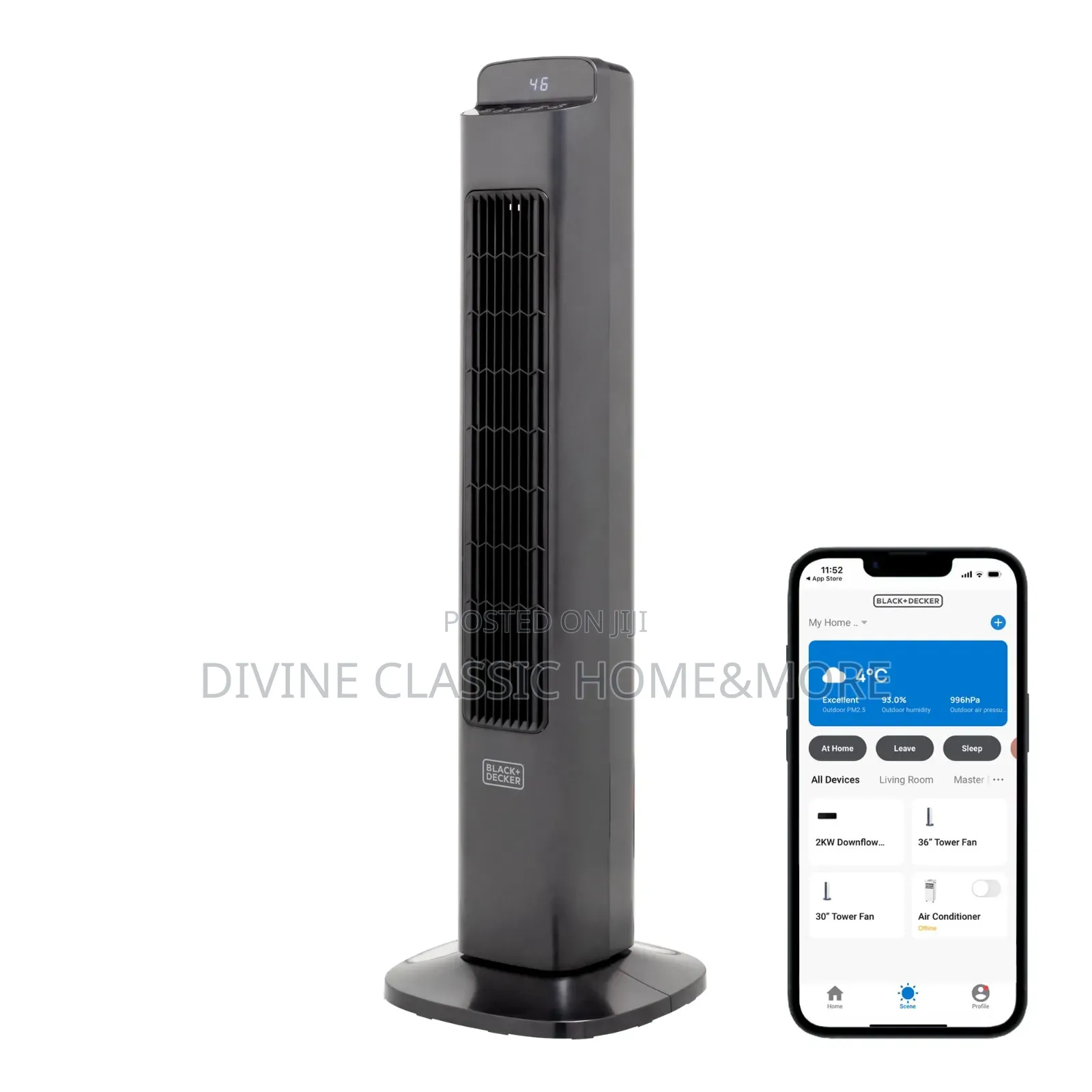 Black+Decker 36” Smart Digital Tower Fan, 5 Speed Settings