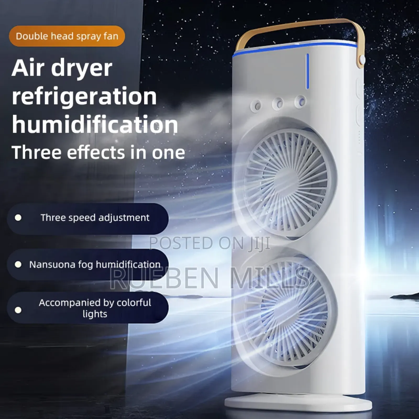 Rechargeable Portable Misting Cooling Fan - Double Head