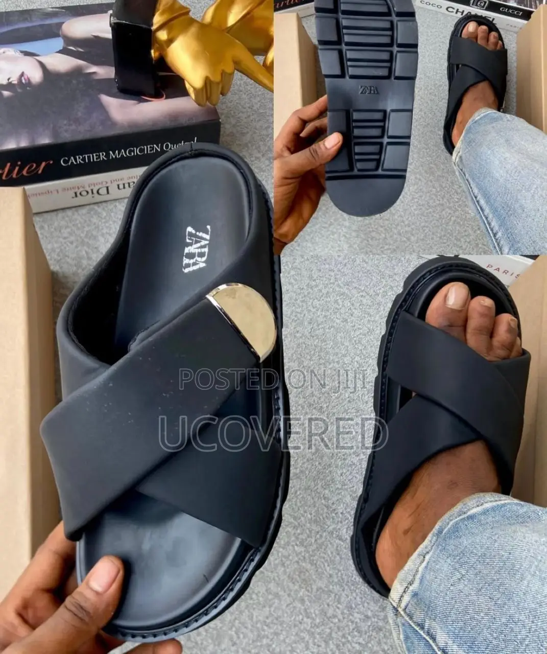 Zara Top Quality Cross Leather Slippers