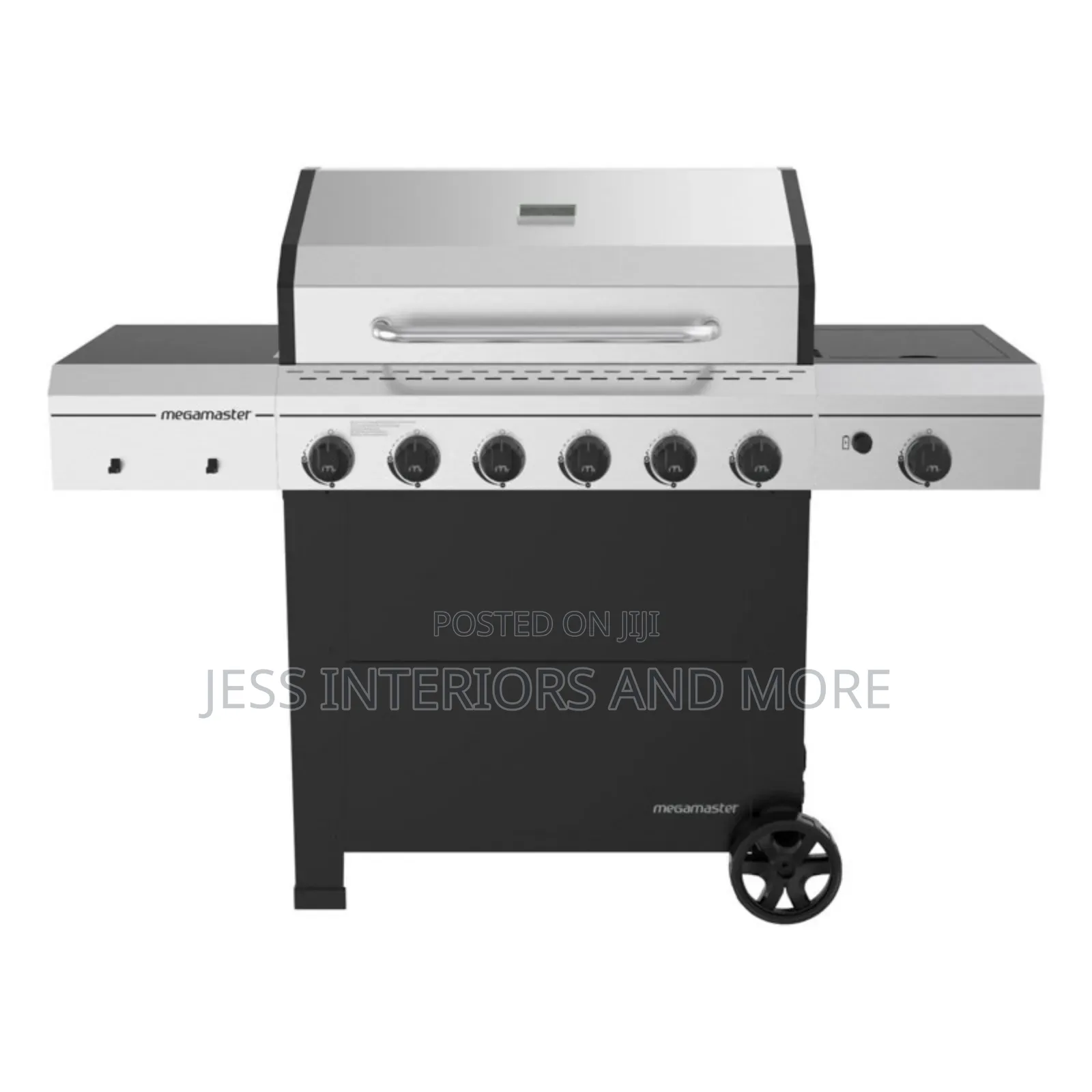 6-Burner Gas Grill With Side Burner, Stainless Steel Lid