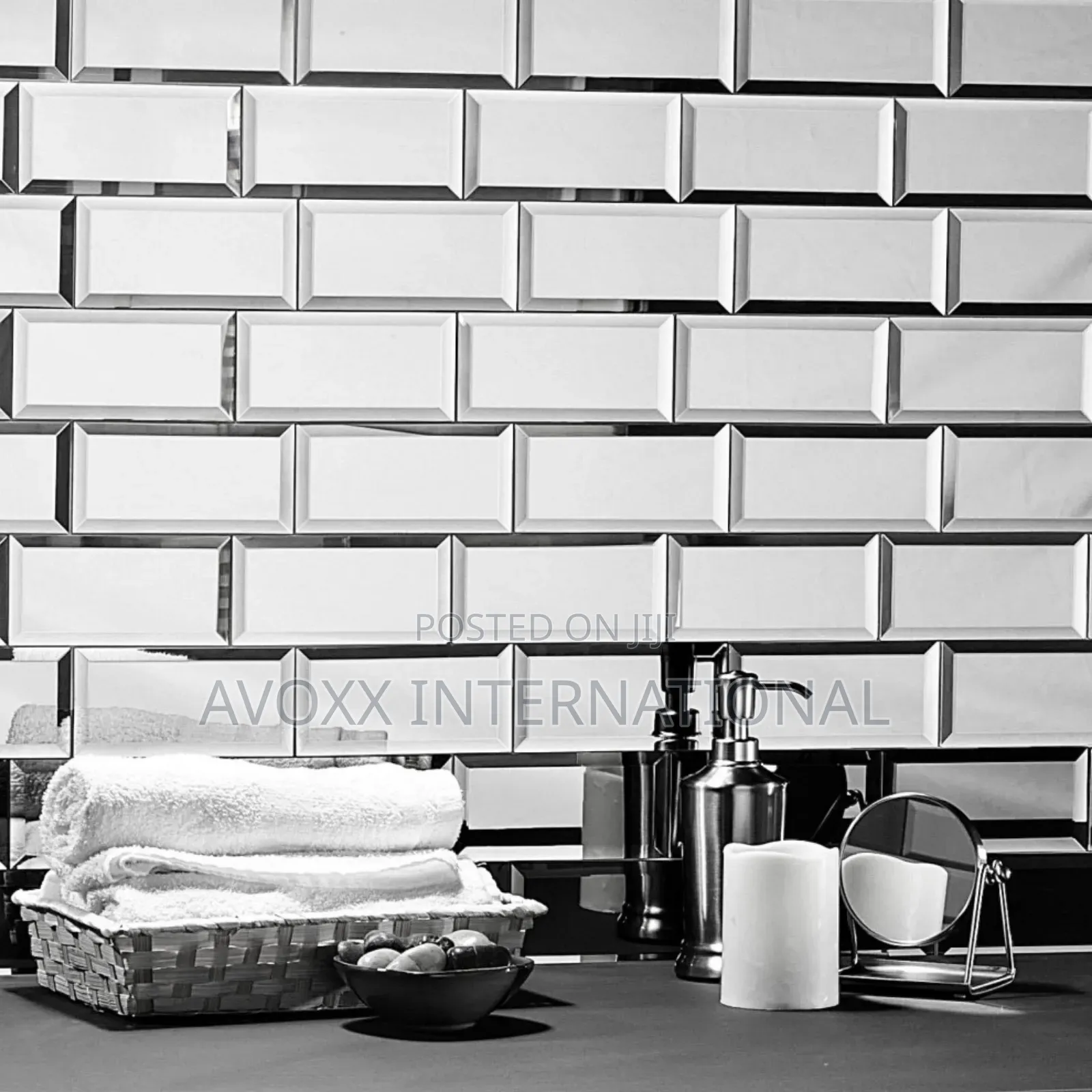 Abolos Reflections 3"X6" Glass Mirror Tile,Silver, Set of 88