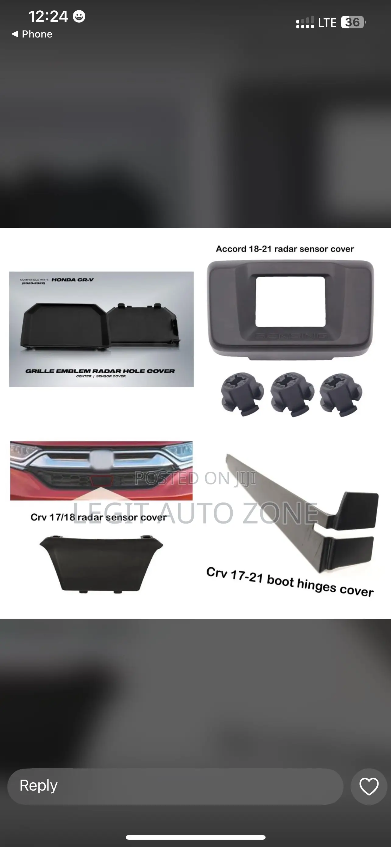 Honda Accord, CRV 2018,2019,2020,2017,2021 Radar Cover