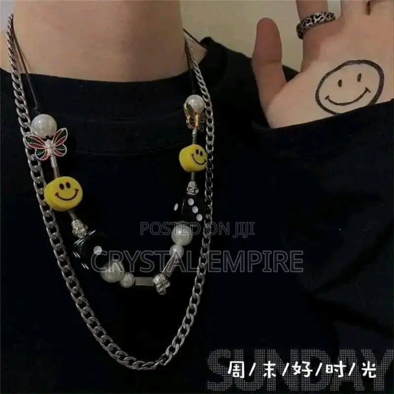 Smiley Pearl Dice String Necklace