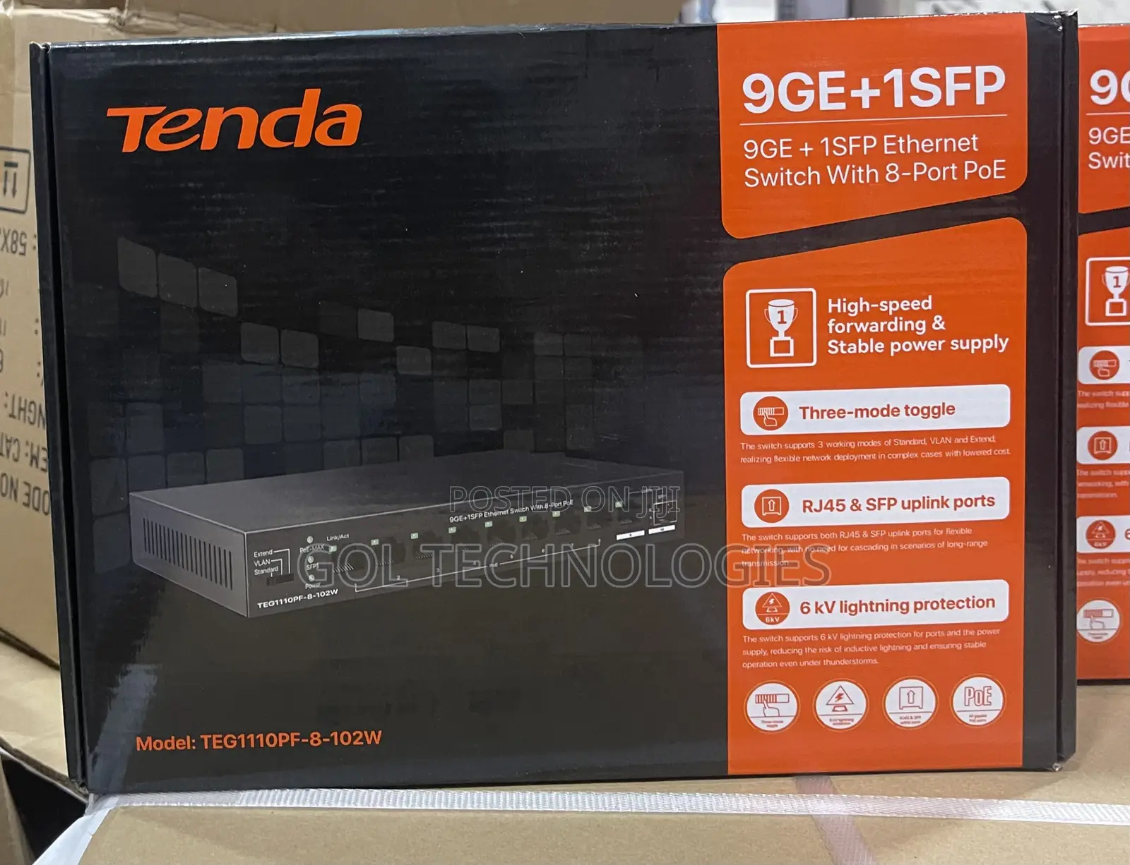 Tenda 8port Poe Gigabit Switch + 1sfp Port Teg1110pf-8-102w