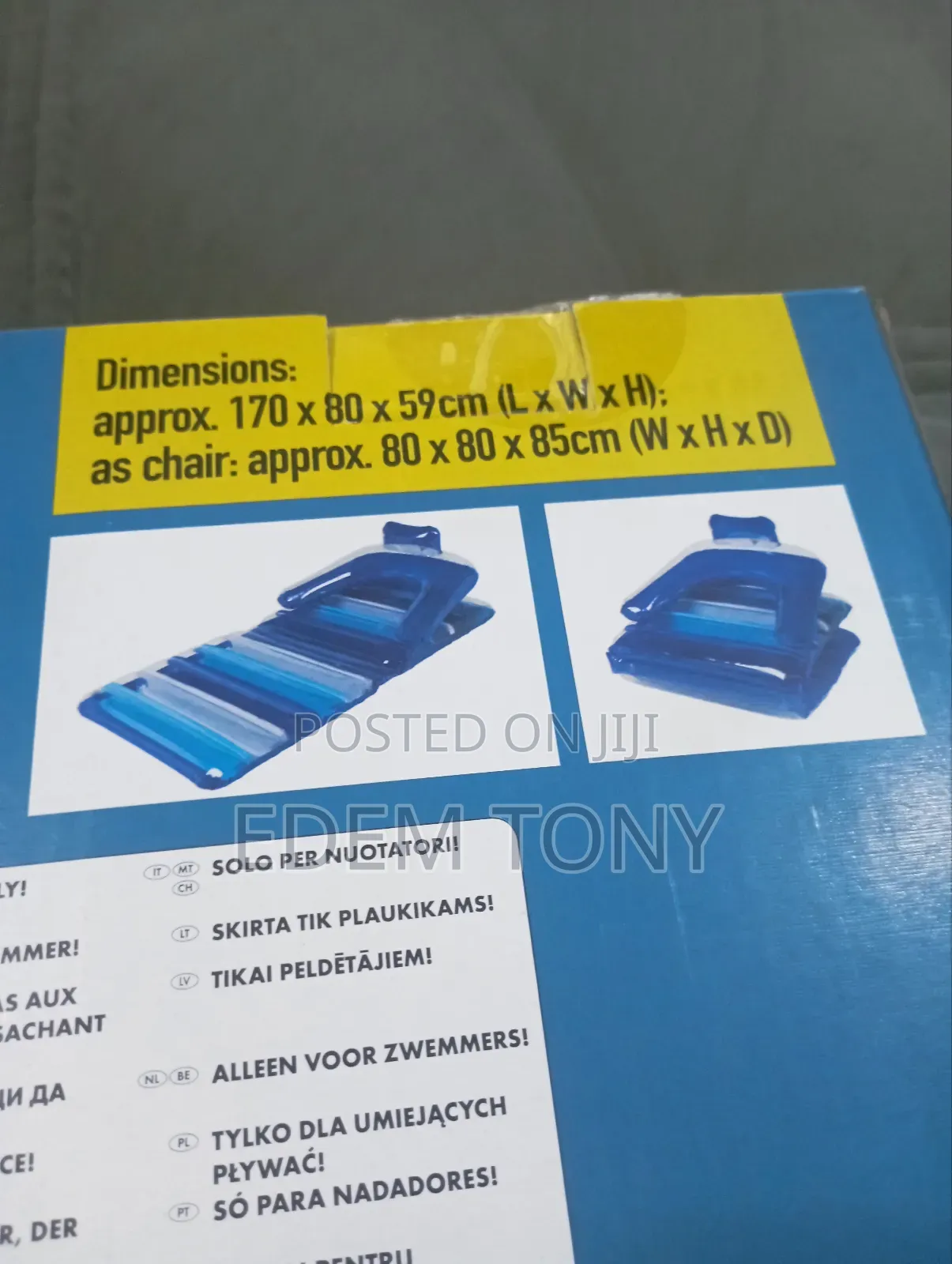 Inflatable Adult Beach Chair or Pool Lounger