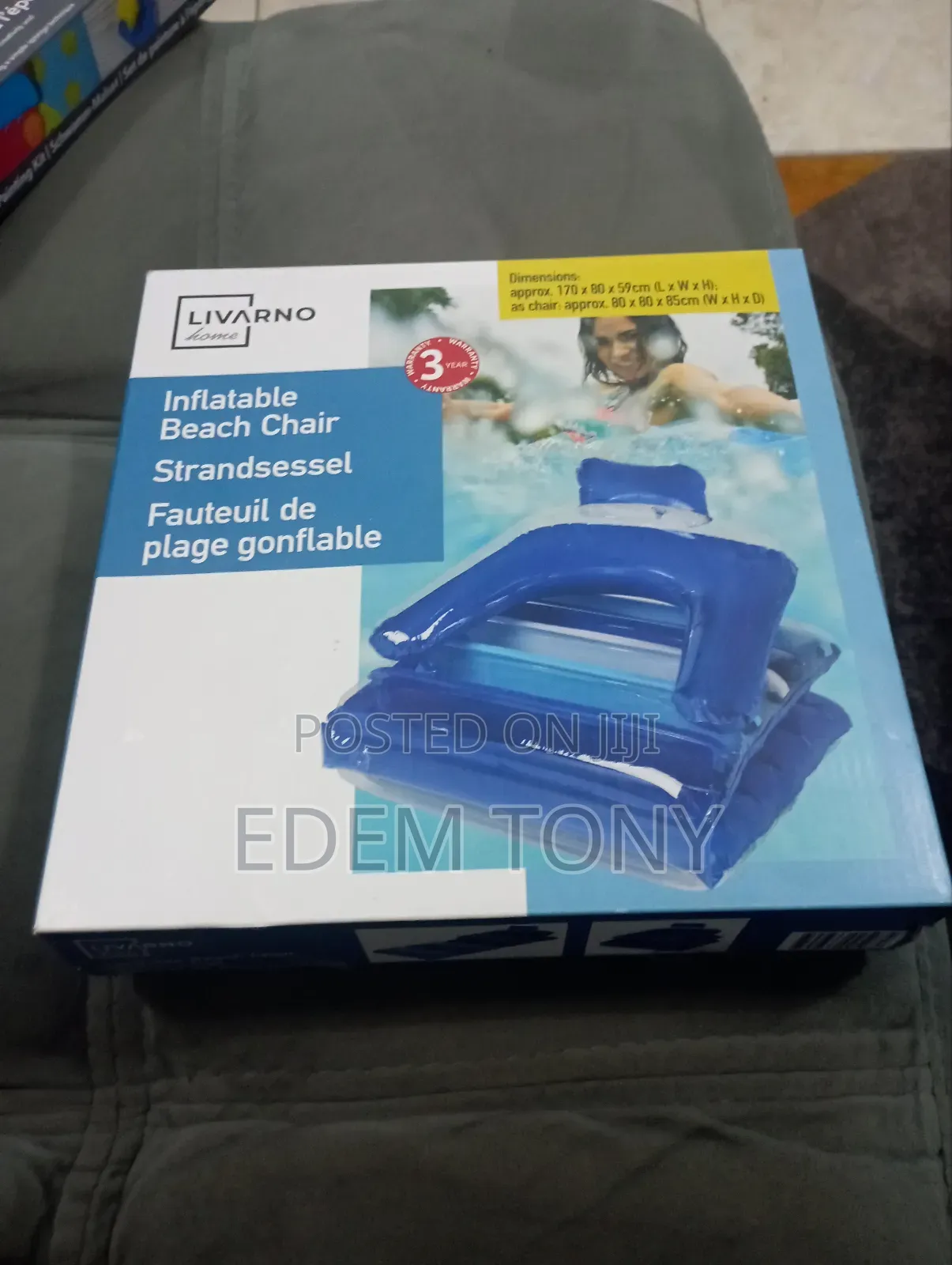 Inflatable Adult Beach Chair or Pool Lounger