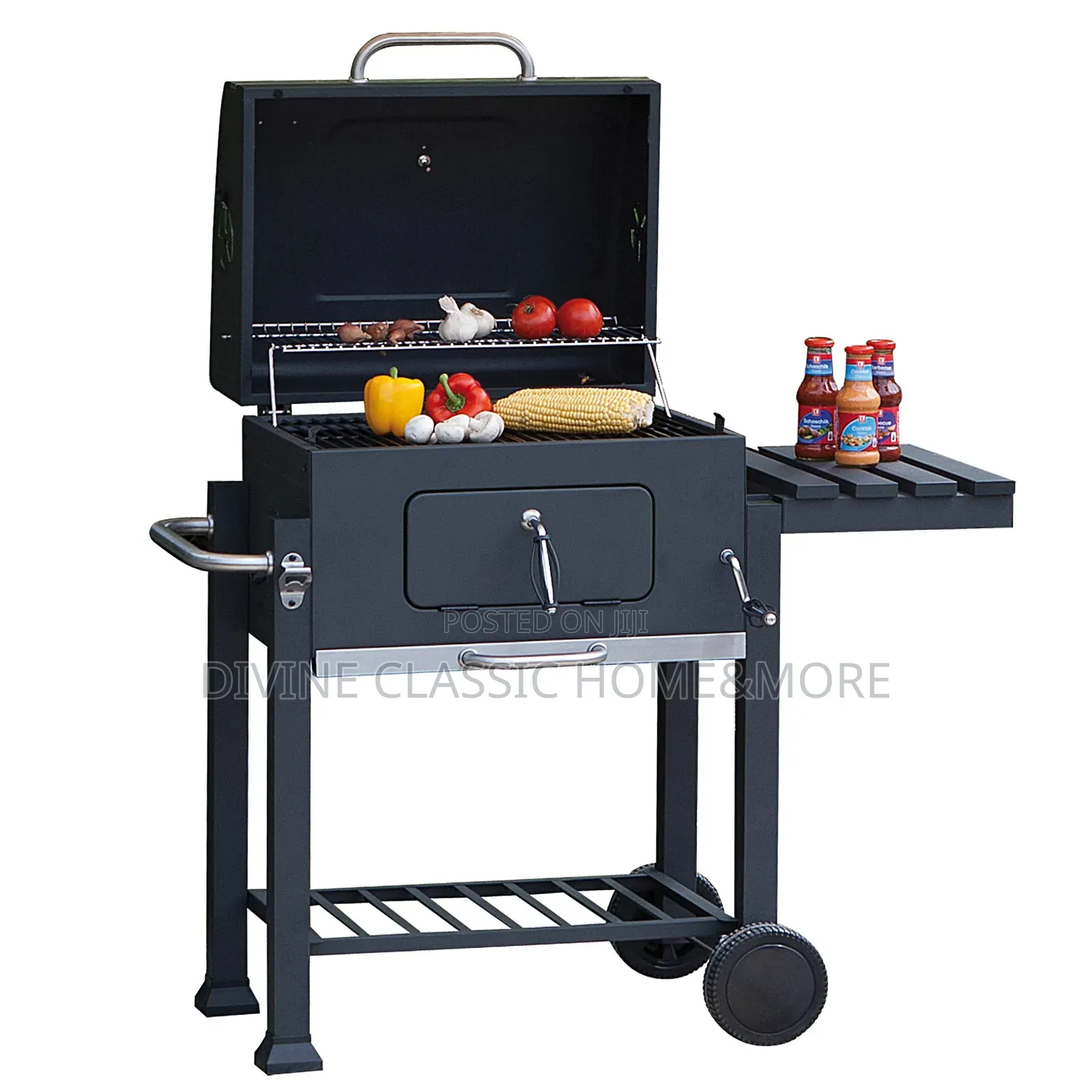 Dkiei Barbecue Grill, Portable Charcoal BBQ Grill With Wheel