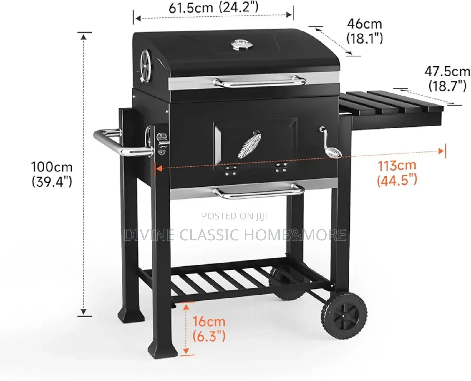 Dkiei Barbecue Grill, Portable Charcoal BBQ Grill With Wheel