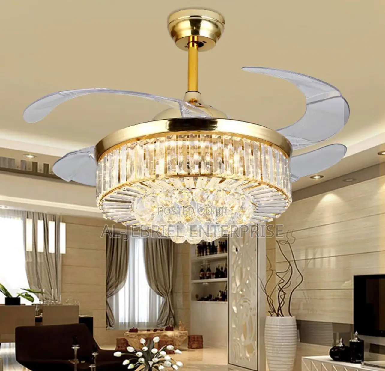 Ceiling Fan With Chandelier Hidden Bt Speaker
