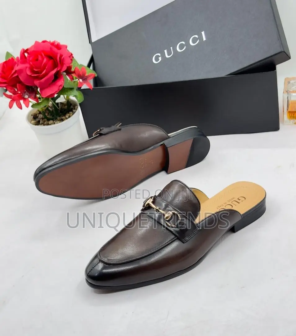 Executive Gucci Leather Half Shoes (Black Brown)