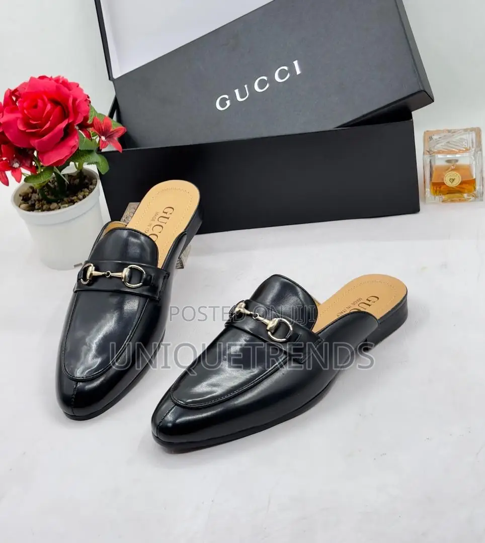 Executive Gucci Leather Half Shoes (Black Brown)