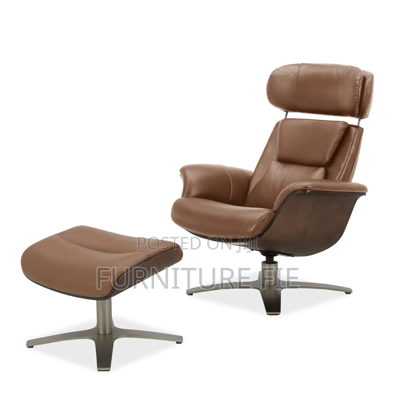 Janer Leather Swivel Chair Ottoman Set, Created for Macy’S