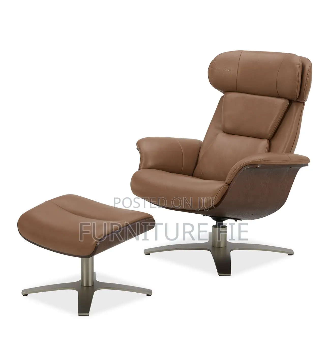 Janer Leather Swivel Chair Ottoman Set, Created for Macy’S