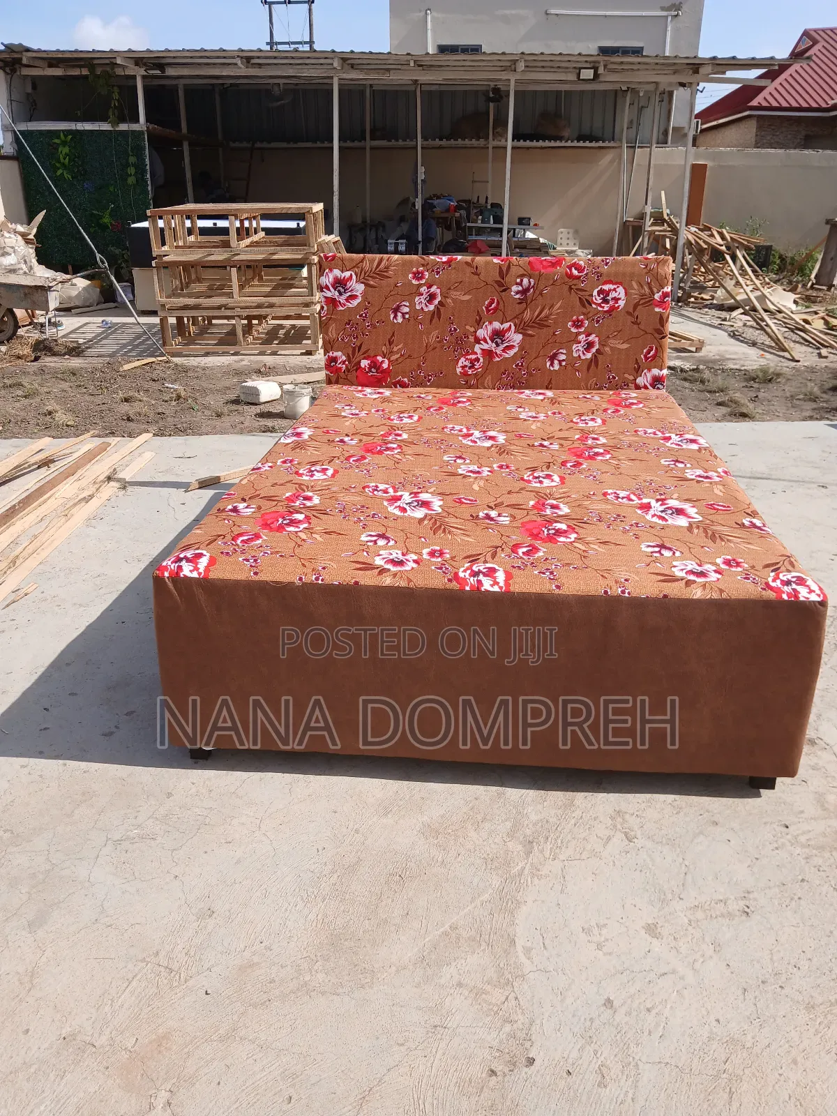 Flowered Brown Bed
