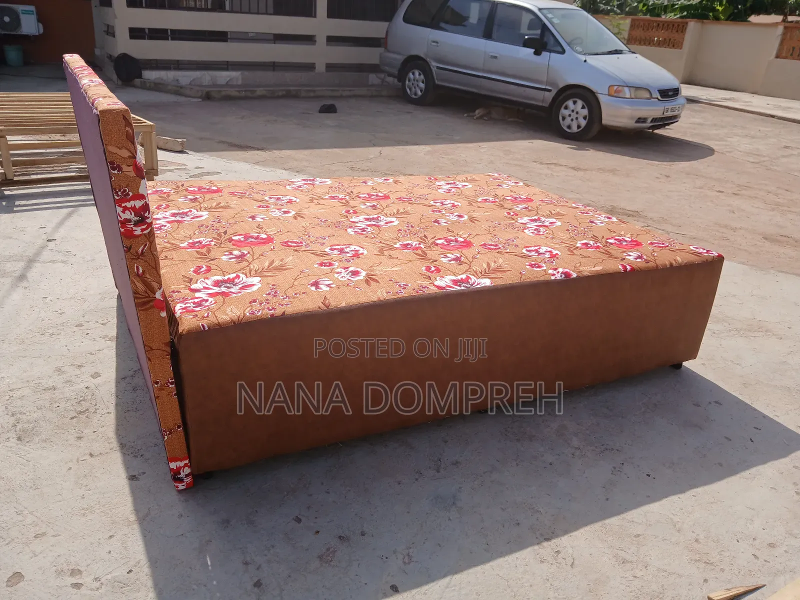 Flowered Brown Bed
