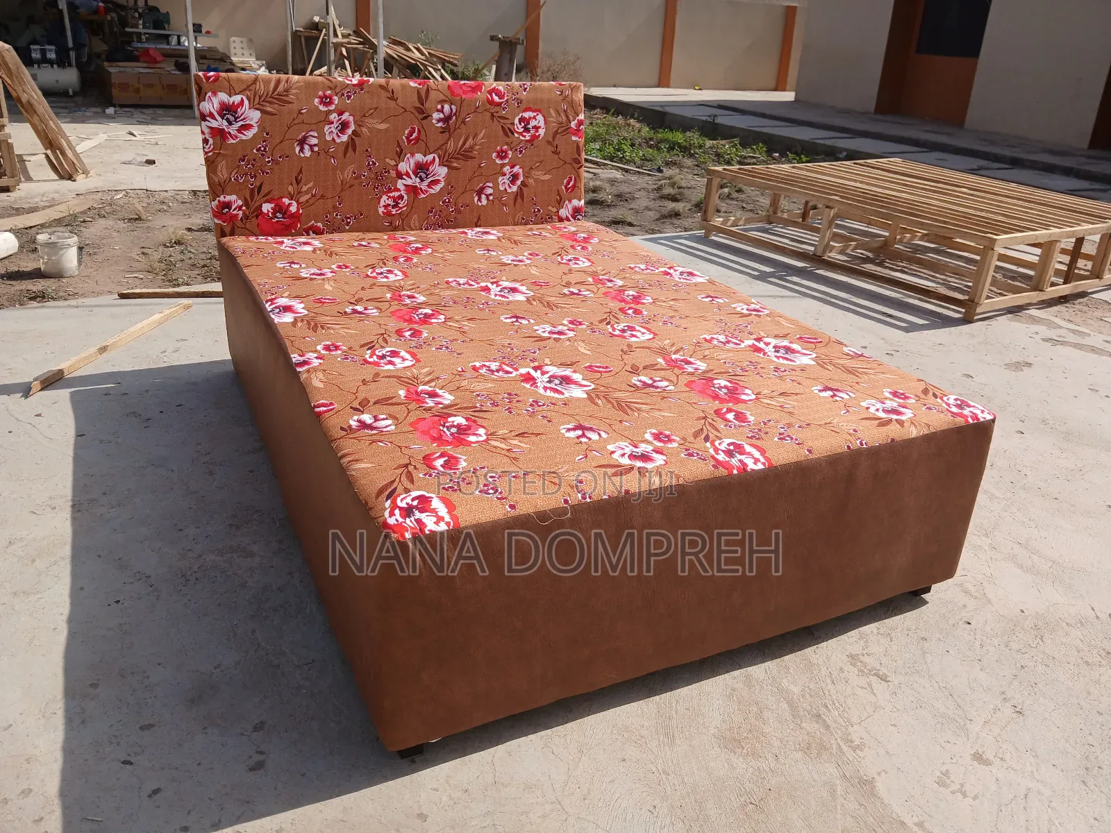 Flowered Brown Bed