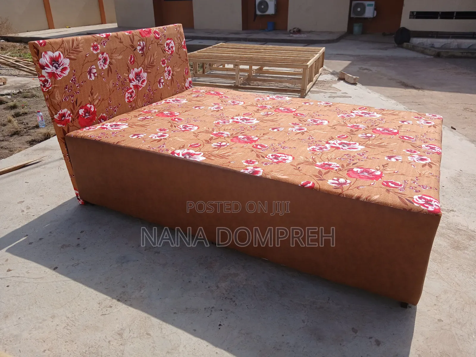 Flowered Brown Bed