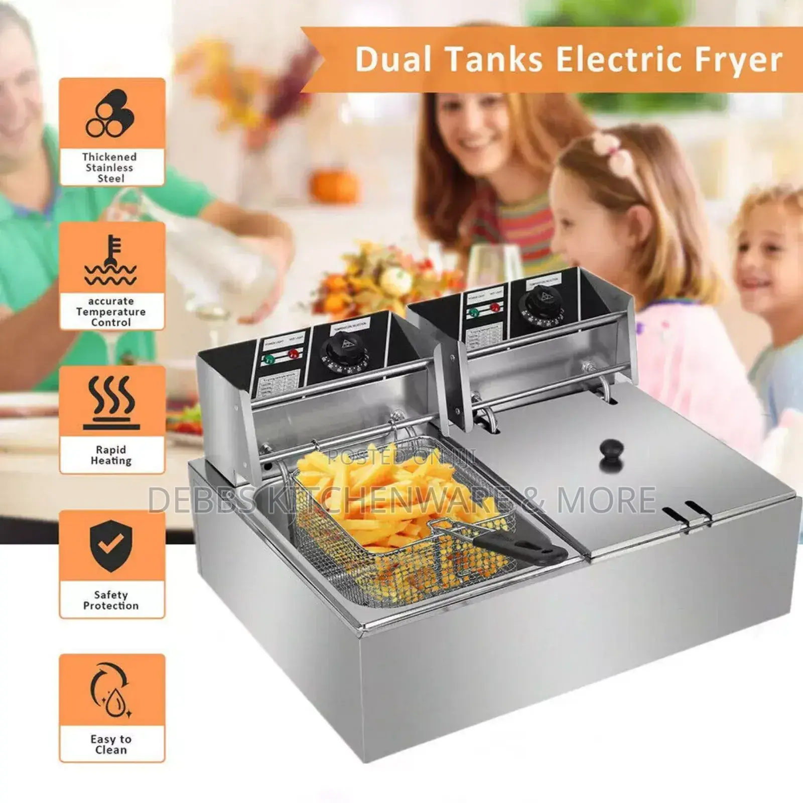 14litre Electric Dual Deep Fryer 7lt Each
