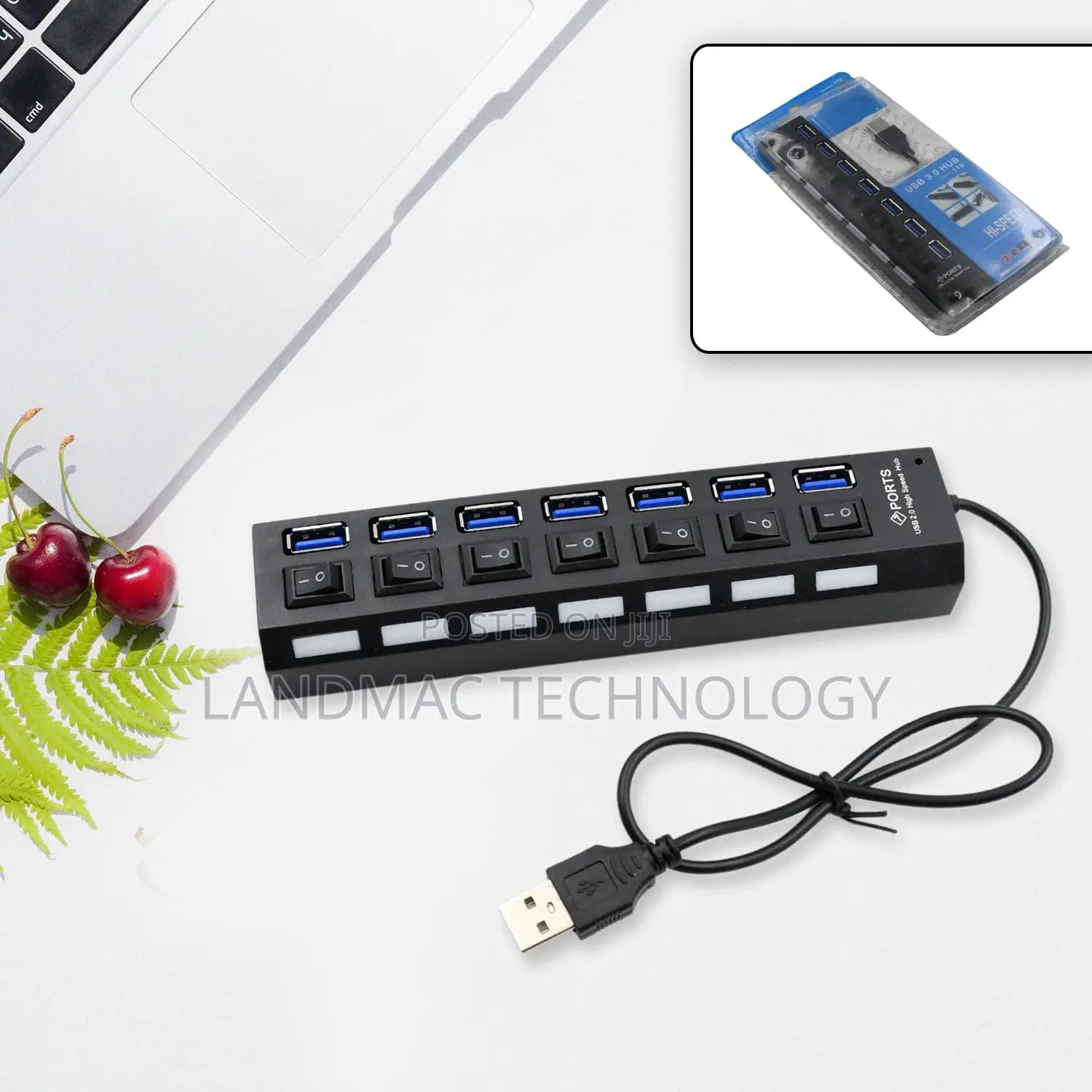 7 Port Usb 2.0 High Speed Power Splitter Switch On/Off