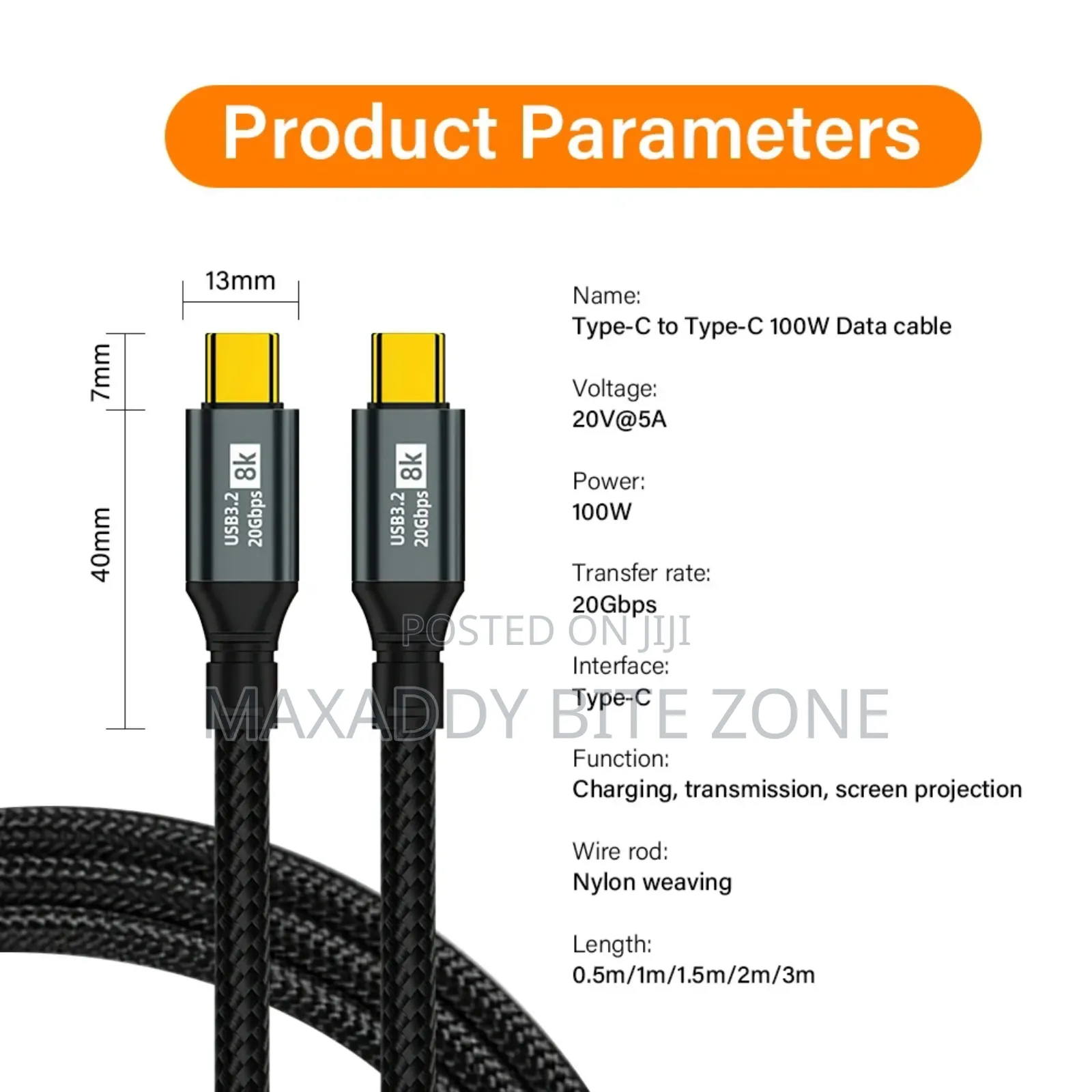 3m Usb 3.2 Type-C Gen2 20gbps at 60hz Video Data Cable