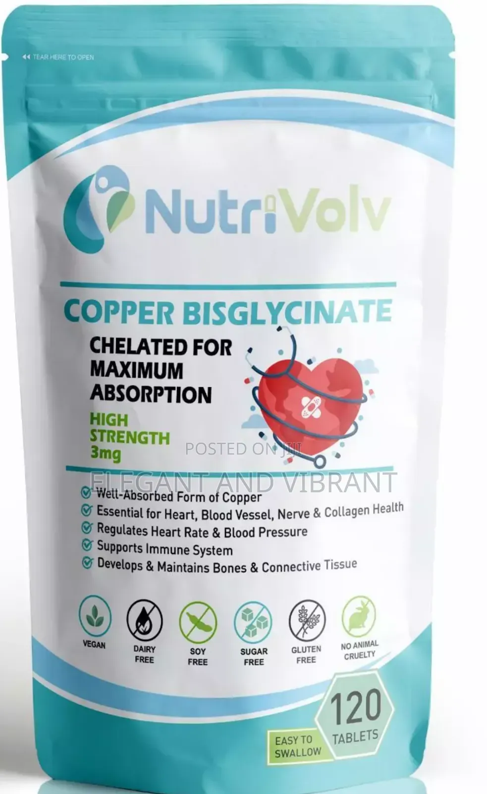 Copper Bisglycinate 3mg - Chelated 3,000mcg Immune Heart