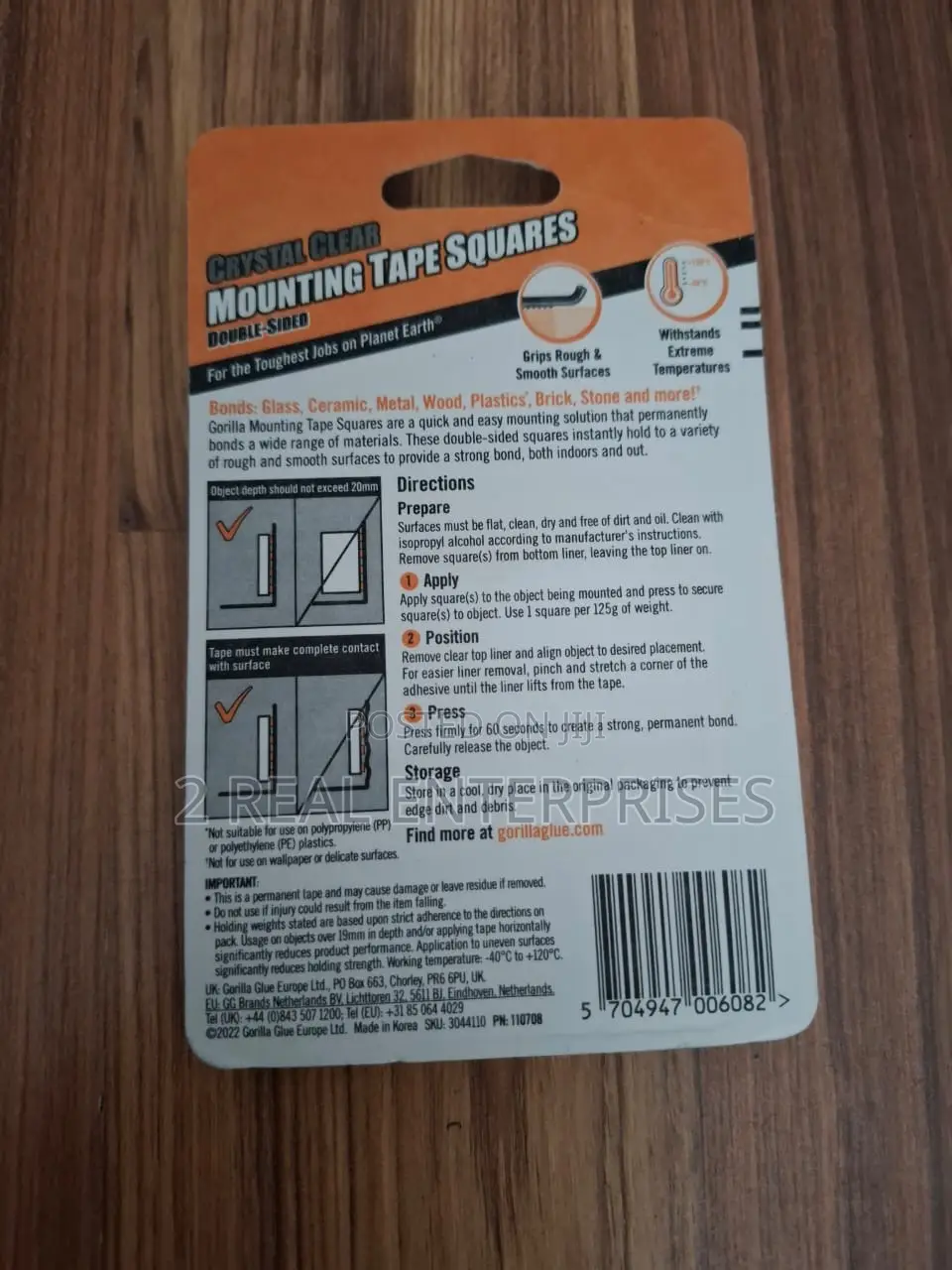 Gorilla Tough Clear Double Sided Tape Squares