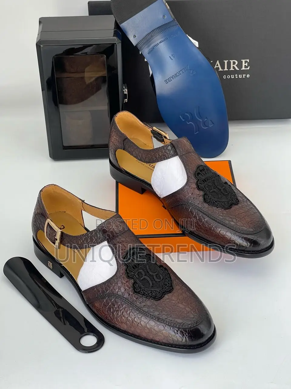 Original Billionaire Leather Shoe Sandals (Coffee)