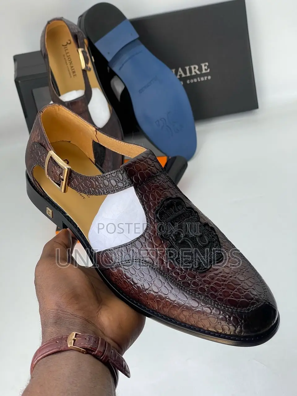 Original Billionaire Leather Shoe Sandals (Coffee)