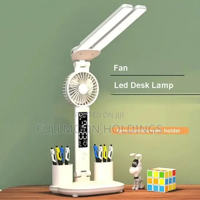 Led Eye Protection Desk Lamp, Usb Fan - Double Pen Holder