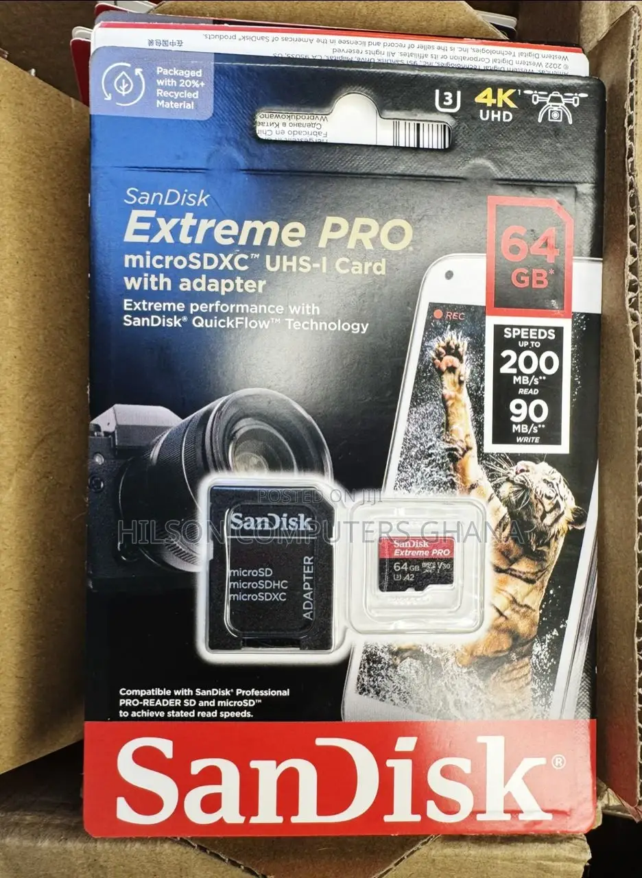 Sandisk Extreme Pro Microsdx Uhs-i Card With Adapter - 64gb