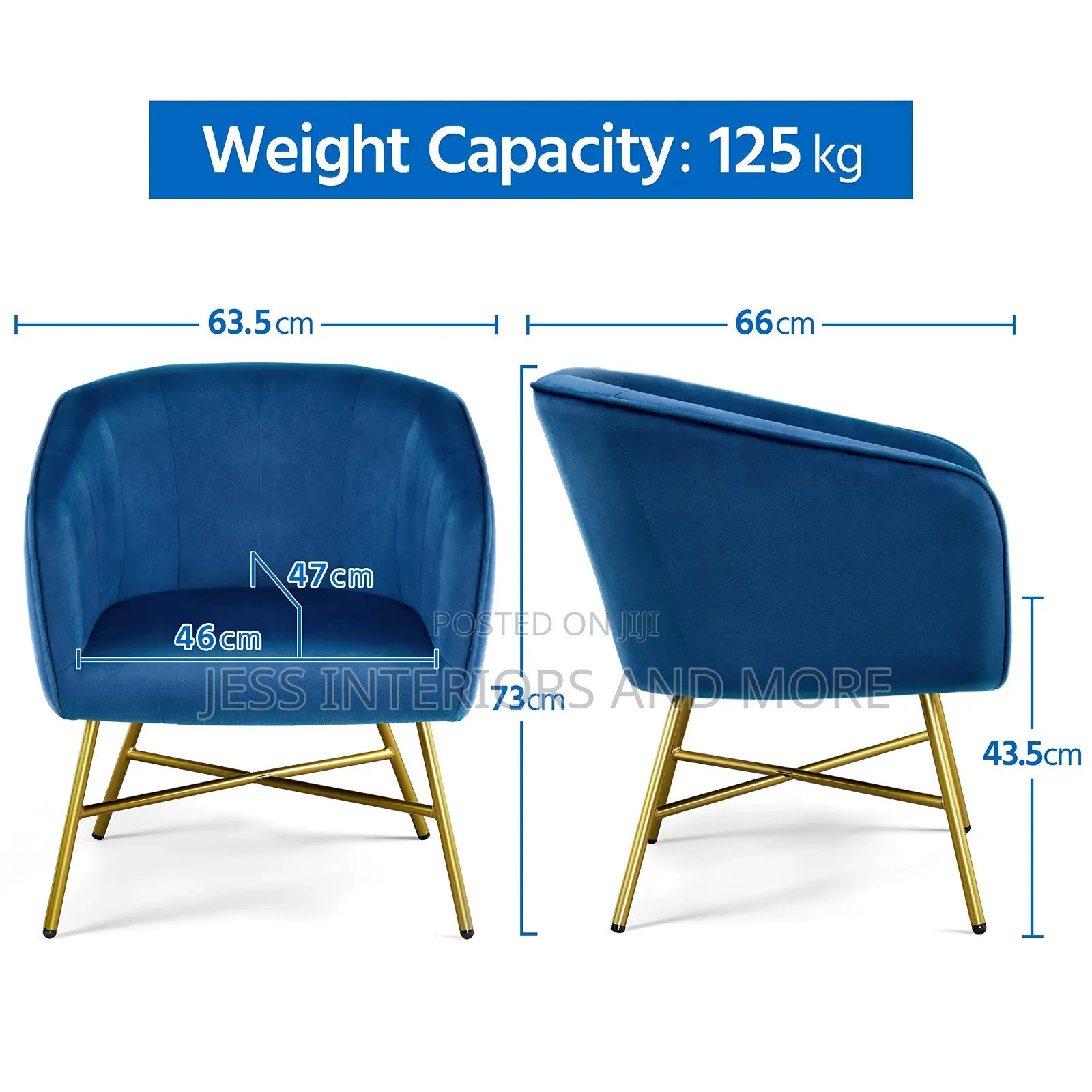 Velvet Accent Chair (Blue)