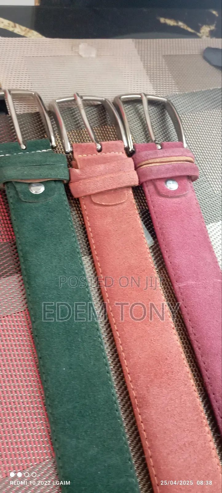 Coloured Suede and Leather Belts