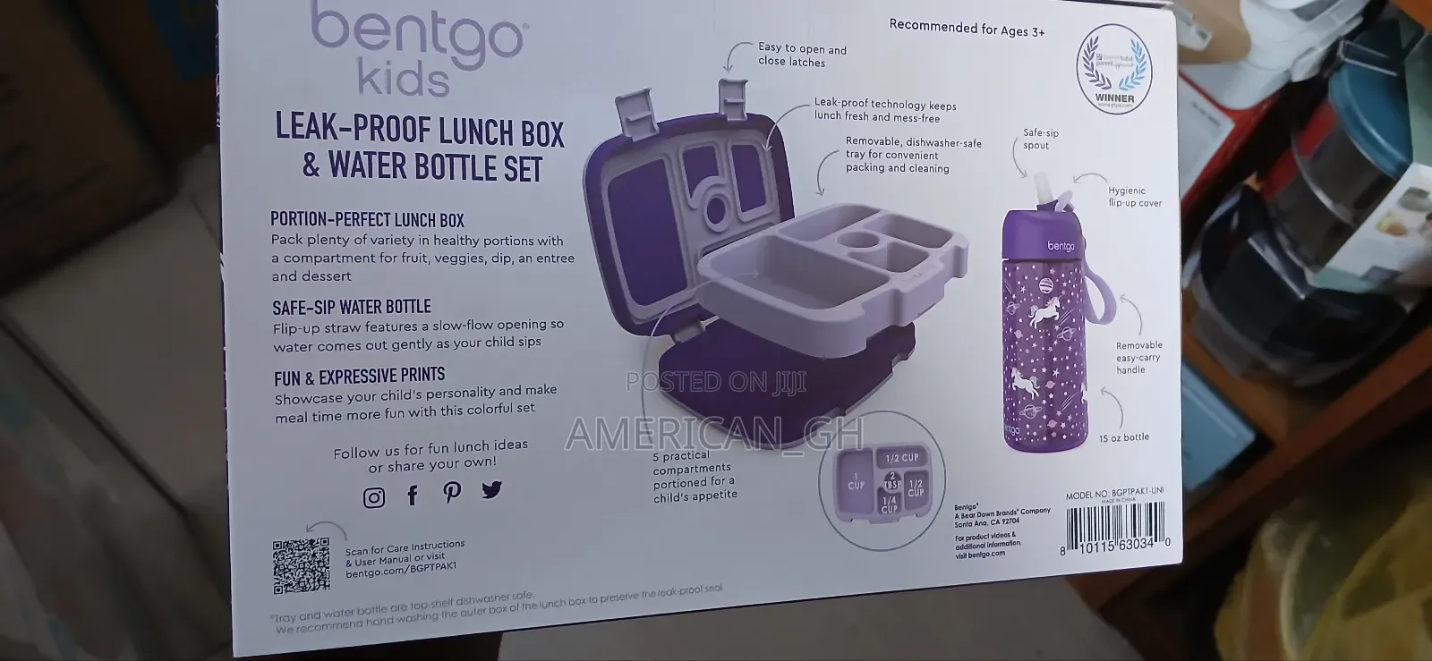 Bento Lunch Box and Water Bottle Set, Age 3+