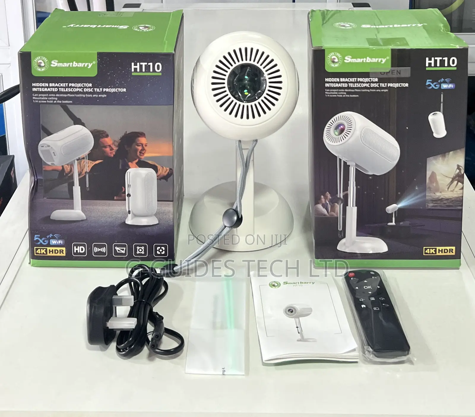 Smart Barry Portable Projector With Wifi and Bluetooth Ht10