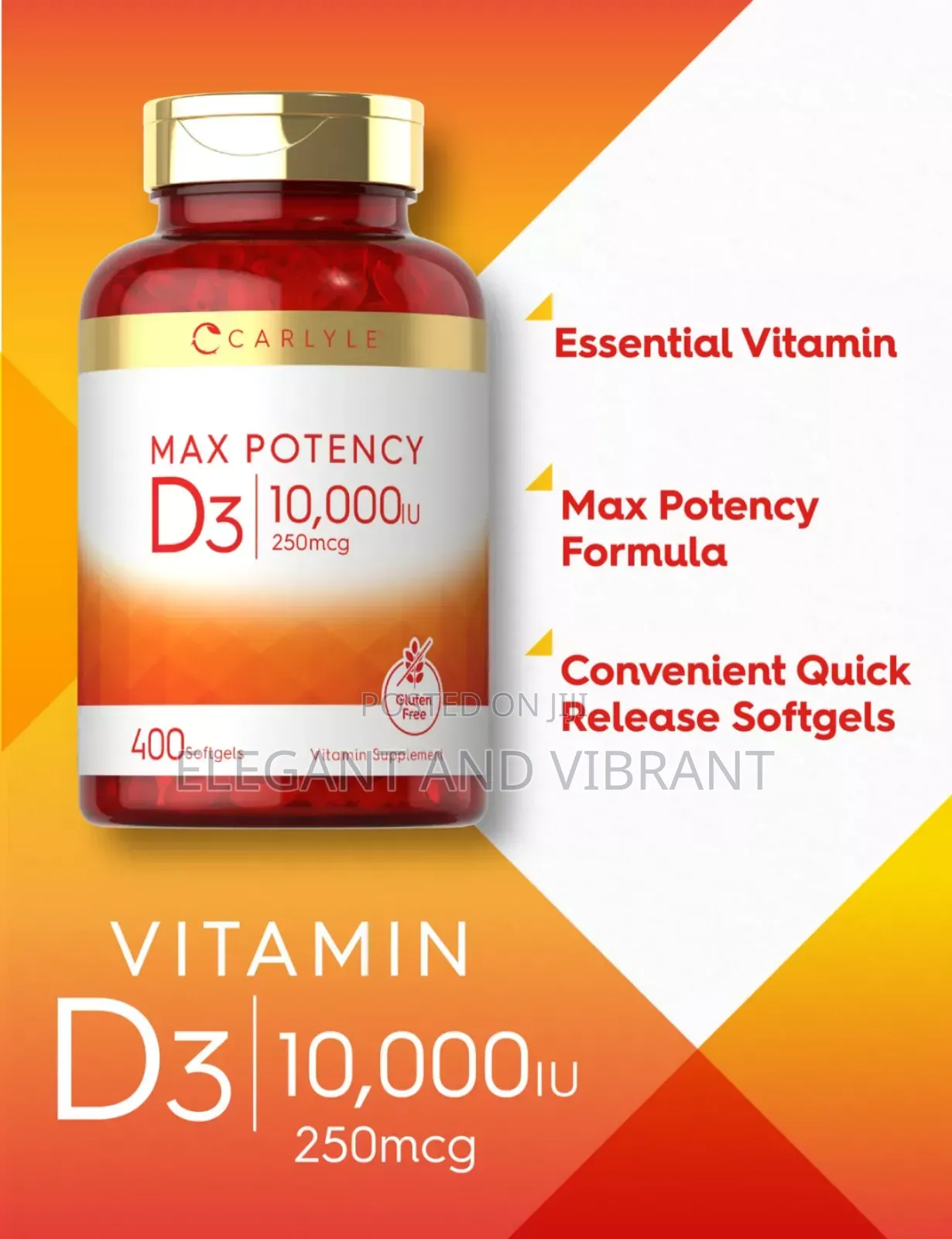 Vitamin D3 10000 Iu 400 Softgels | Value Size | Max Potency