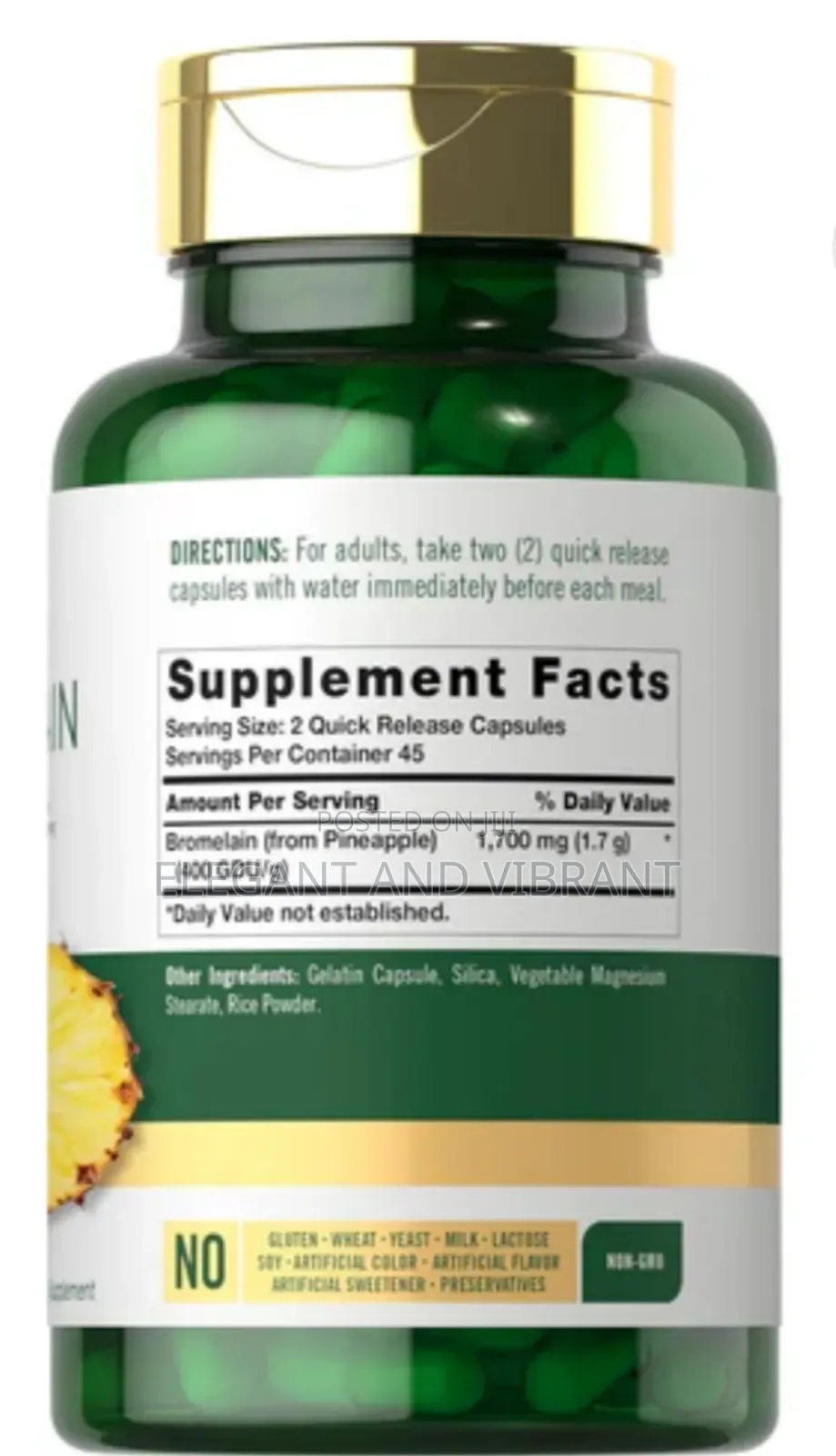 Bromelain 1700mg Per Servings, 90 Capsules.