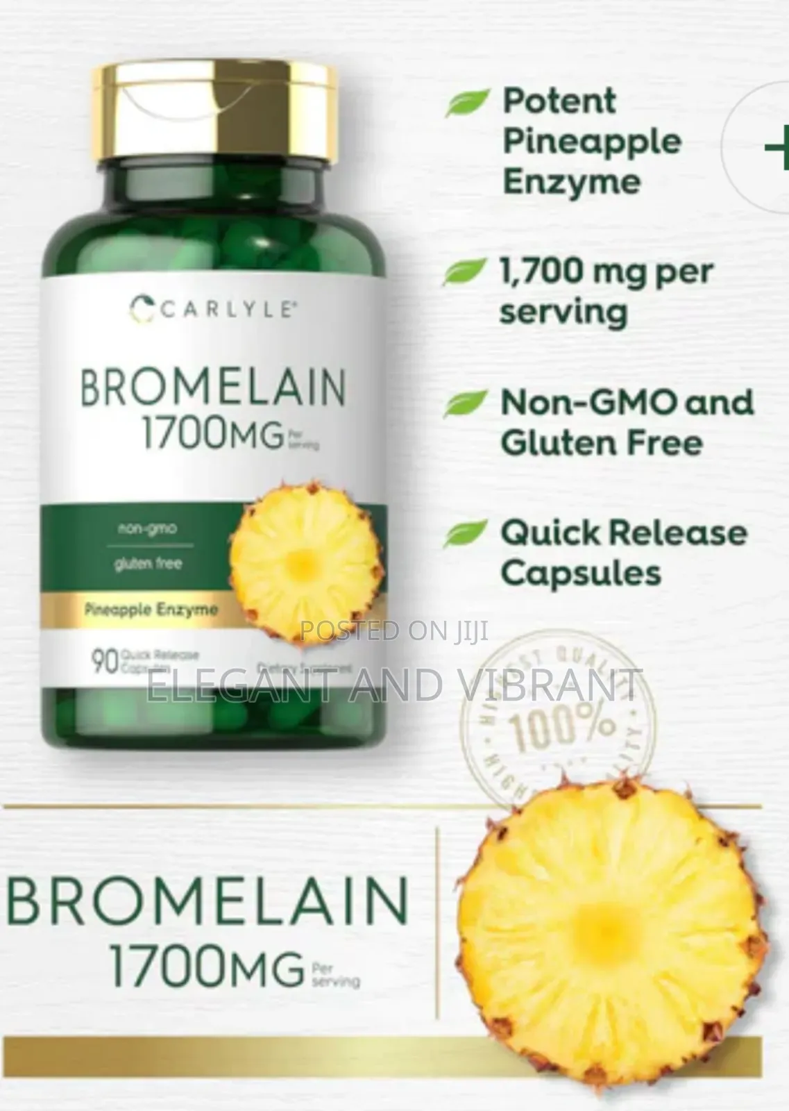 Bromelain 1700mg Per Servings, 90 Capsules.
