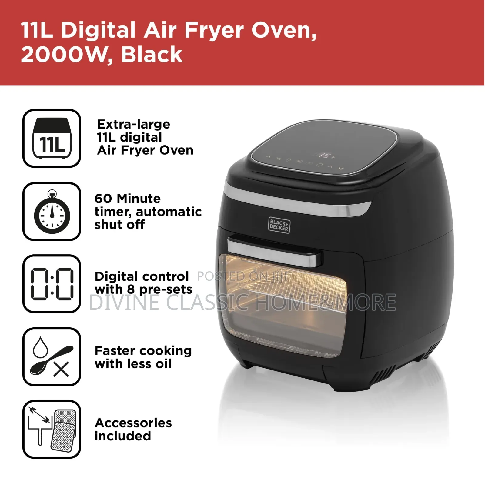11lit Black Decker Air Fryer Oven